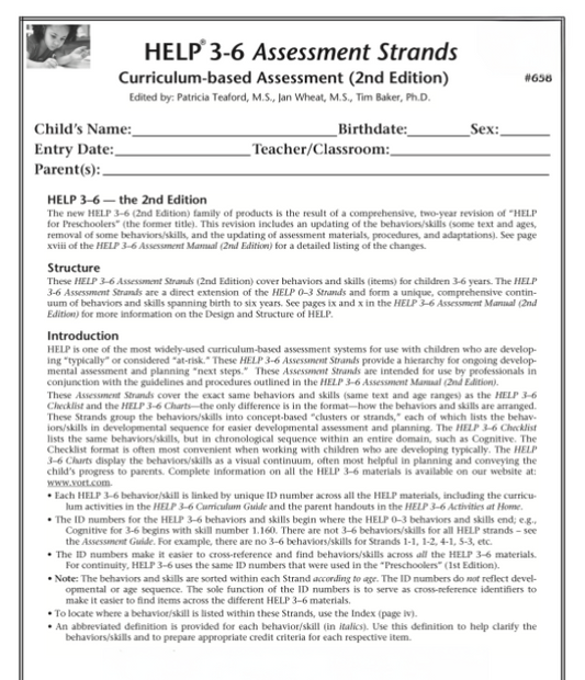 HELP 3-6 Assessment Strands (2nd Ed.)