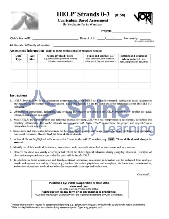 Help Chart Pdf HELP 0-3 Essential Set – Shine Early Learning