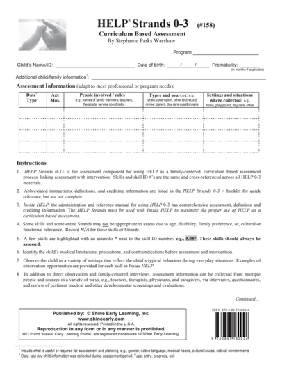 Help 03 HELP 0-3 Essential Set – Shine Early Learning