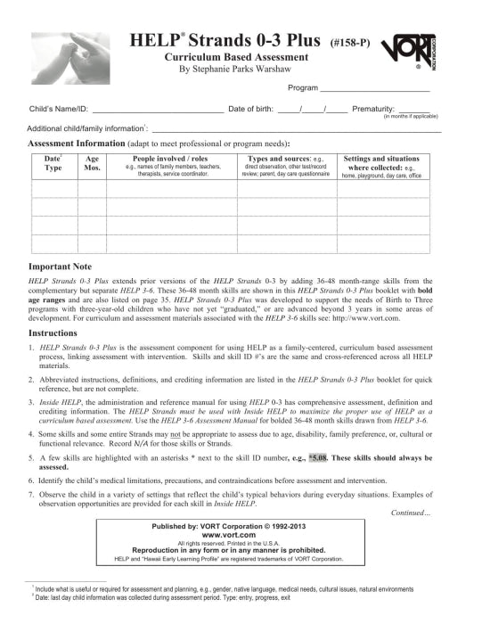 Help Chart Pdf HELP Strands 0-3 PLUS – Shine Early Learning